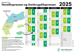 Kalender og kort over GenbrugsEkspressen og HaveEkspressen 2025
